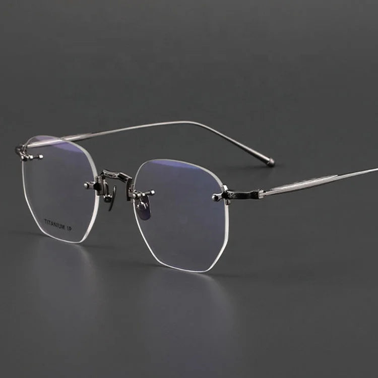Thin Titanium Rimless Eyeglasses for Women and Men Retro Optical Glass Frames with Solid Pattern Directly From Manufacturer