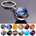 Solar System Luminous Keychain Galaxy Glass Ball Pendant Glow in Dark Key Chain Mars Jupiter Earth Moon Sun Mini Planet Keyring