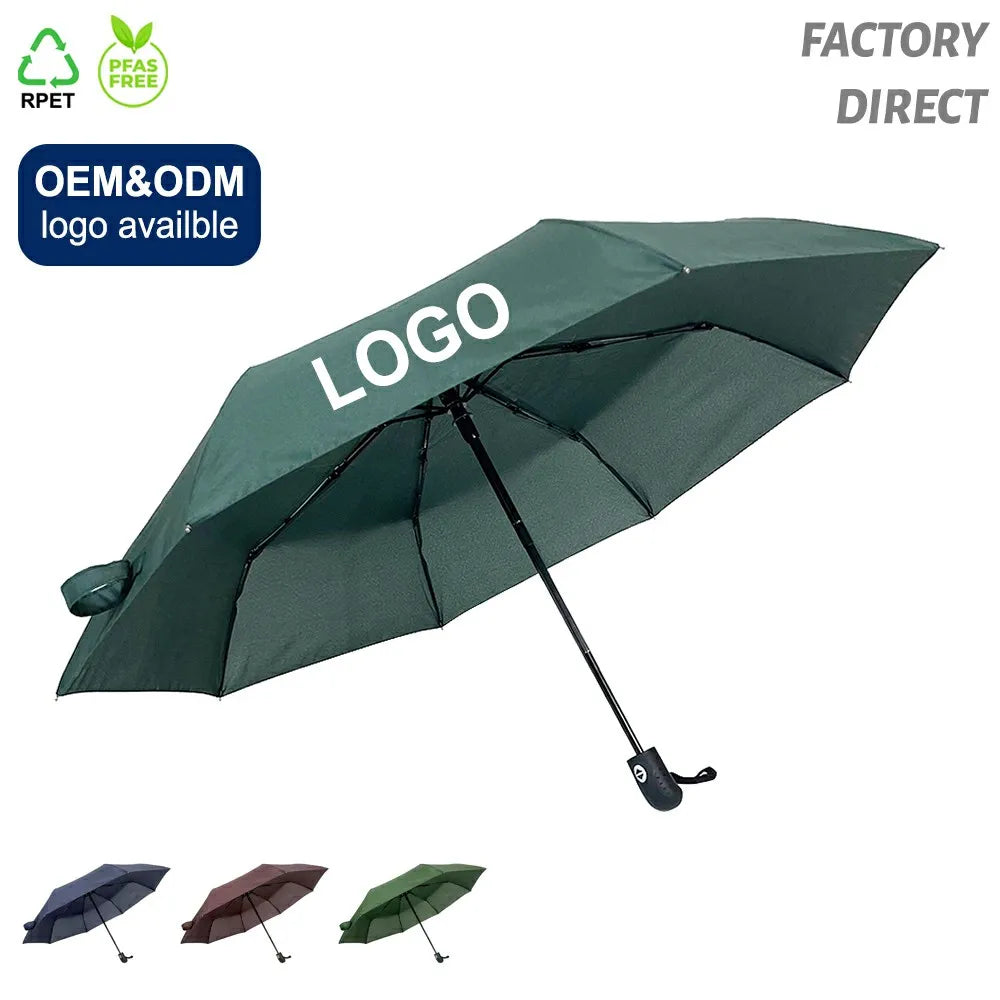 Ovida Wholesale Custom logo Umbrella Automatic Open Close Travel 3 Folding Umbrella Windproof Waterproof  Promotional Gift