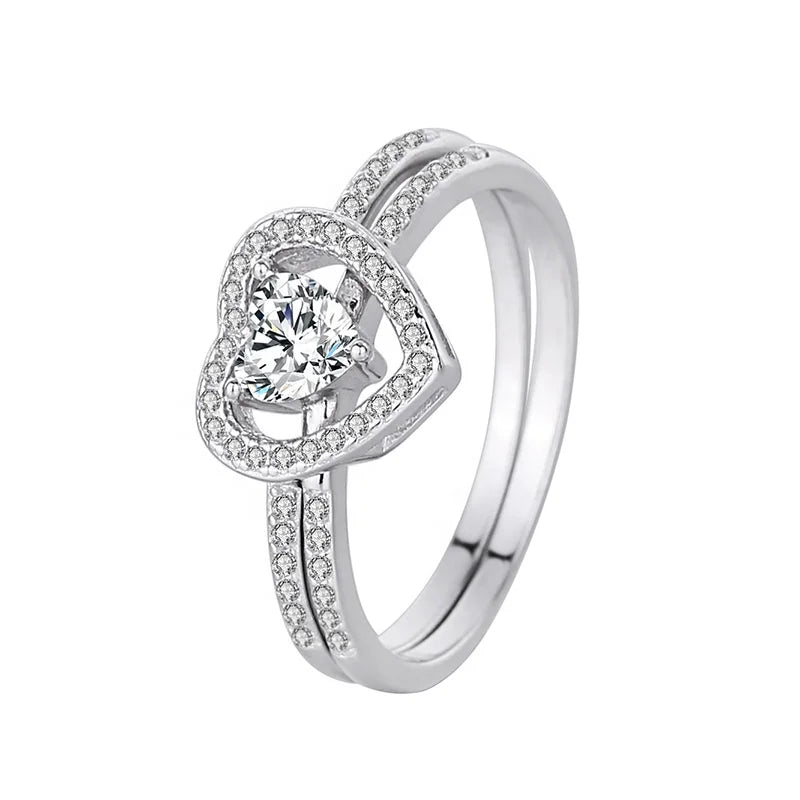 GR106 Explosive European and American 925 Sterling Silver Women Couple Rings Zirconia Wedding Diamond Pair Hand Ornaments