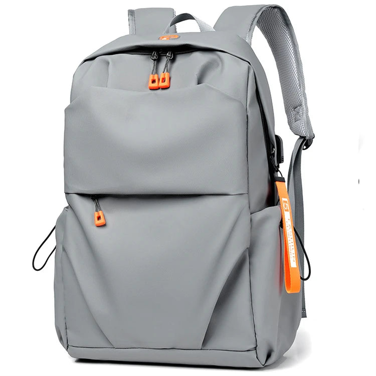 Men's Vintage Outdoor Waterproof Laptop Backpack Casual Student Smart Design USB Charging Anti-Theft Zipper Polyester Letter