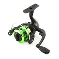 200 Type Green Color Small Fishing Reel with Line Spinning Wheel Fishing Reel 200 Folds Electroplating Lure River Sea Rod
