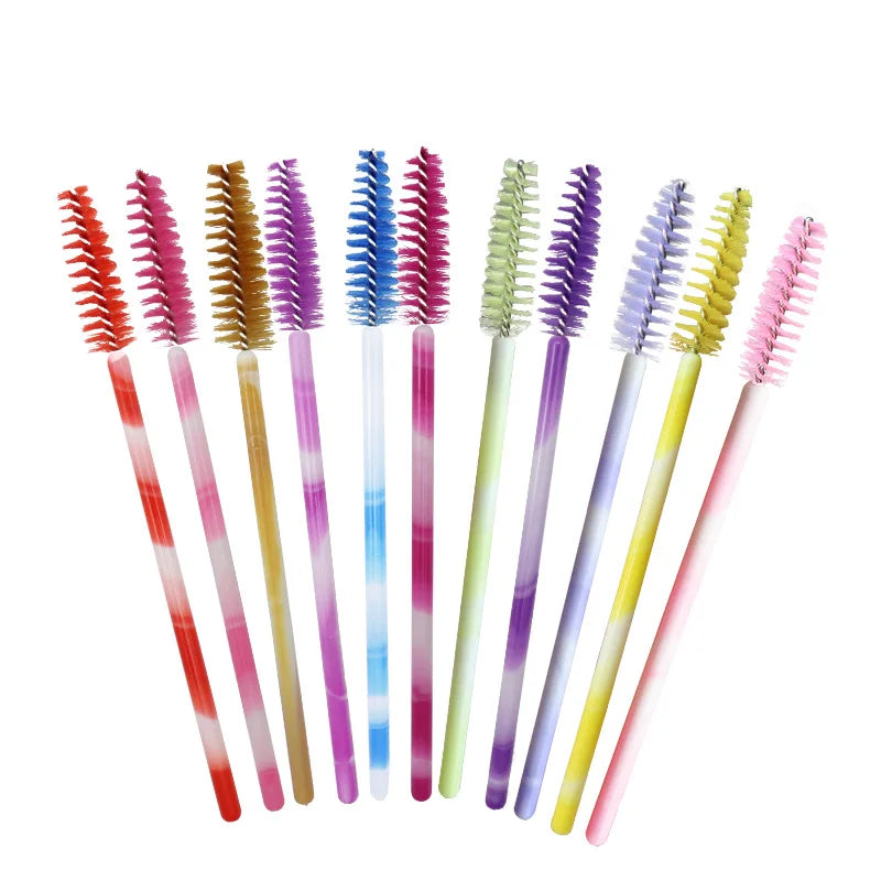 Eyelash Brush Disposable Eyebrow Brushes Rainbow Mascara Wand Applicator Lash Extension Cosmetic Makeup Tools Wholesale