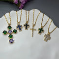 NZ1466 New 18K Gold Diamond the Christian Religion Jewelry Chic Cubic Zirconia CZ Micro Pave Cross Necklace Catholic Jewelry