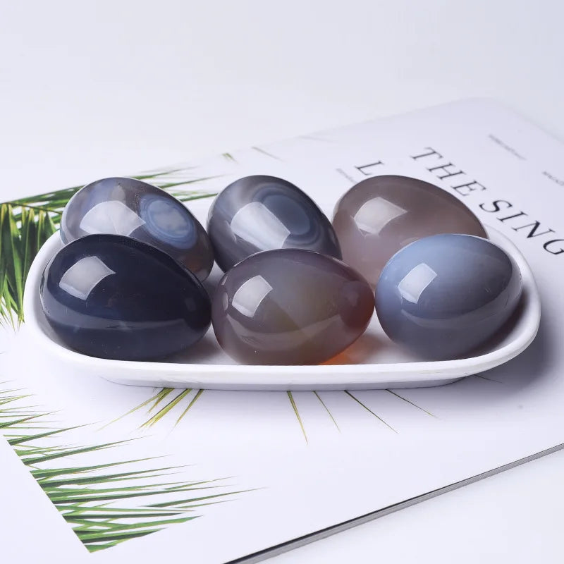 HZ Wholesale Natural Crystal Crafts Healing Stones Agate Eggs Crafts For Decoration