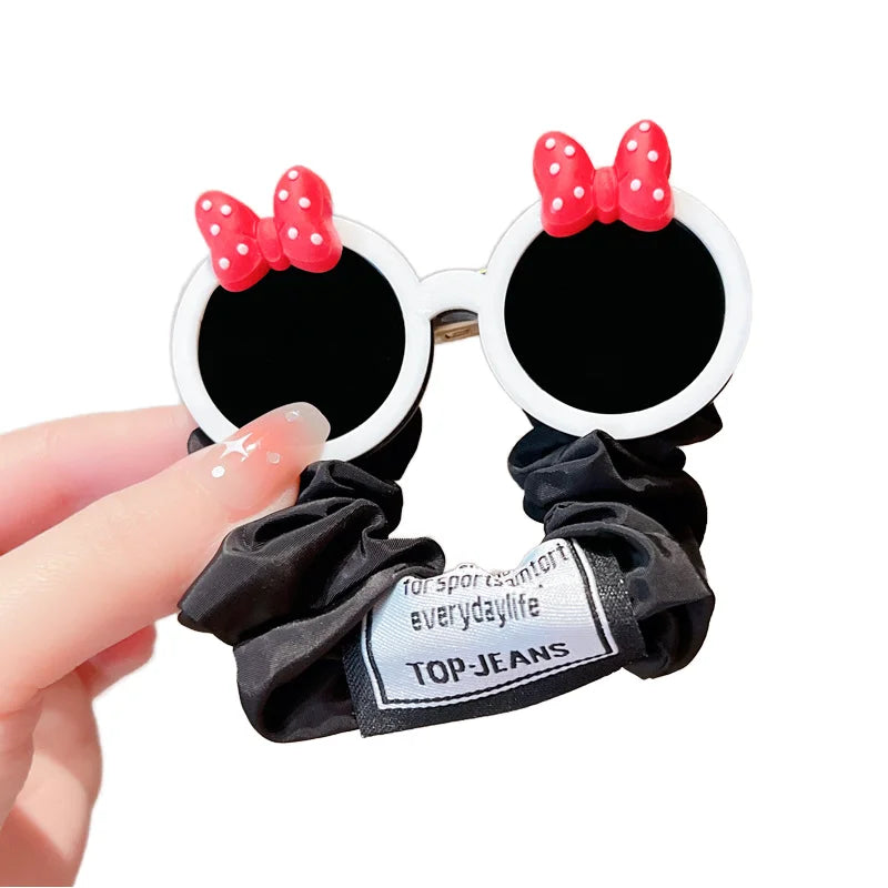Personalized Cute Cartoon Girls Sunglasses Hair Scrunchies Children's Glasses Comfortable Fabric Headband Hair Rope Flytop Daily