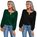 New Fashionable Spring Stylish Clothing V-neck Knitted Long Sleeve Solid Color Women Casual Shirt Blouse