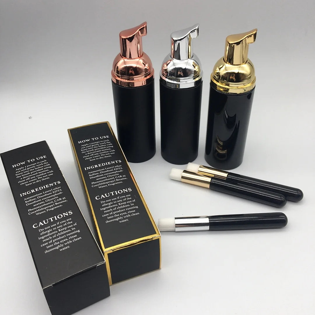 Lash Shampoo Custom Label With Box Cleanser Brush Drying Stand Bulk Customized Eyelash Shampoo Wholesale Lashes Cleans
