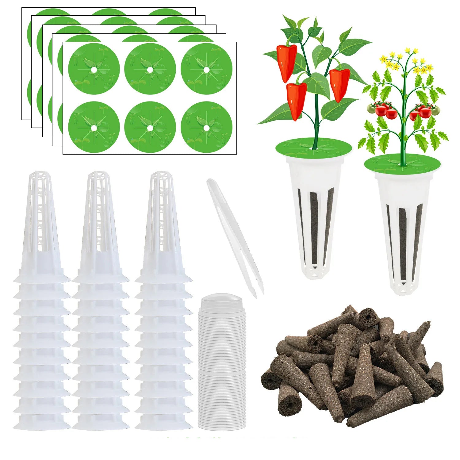 Seed Hydroponic Pods Kit 30Grow Basket 30 Grow Sponges 40 Grow Domes 30 Pod Labels