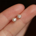 Sterling Silver Love Heart Jewelry Women Cubic Zirconia Stud Earrings