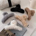 TongLing Winter Colorful Super Grip Elegant Hair Barrettes Accessories Fluffy Plush Hair Claw Clips for Girls Woman Long Hairs