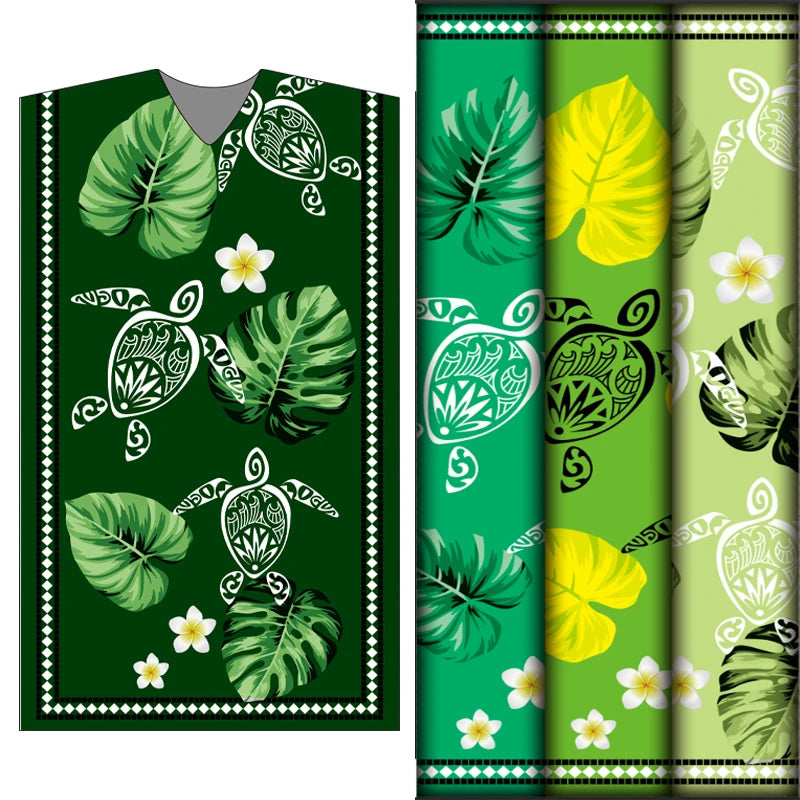 Henry Micronesia Skirt Low Moq Polyester Print Fabric Hibiscus Turtle All Green Dress Fabrics for Garment Soft & Fashionable