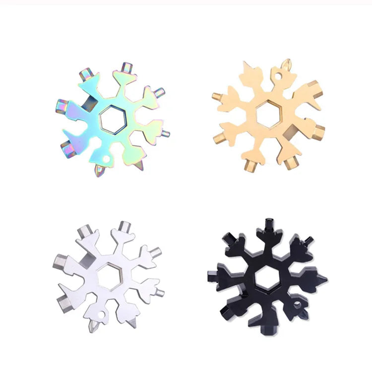 Top Seller Christmas Gift Multifunction 18 in 1 Wrench Bottle Opener Delicate Keychain Snow Flake Tools