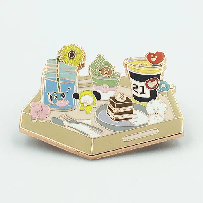 Kunshan Manufacturer Custom Cute Cake Coffee Rose Gold Hard Enamel Lapel Pins Metal Badge
