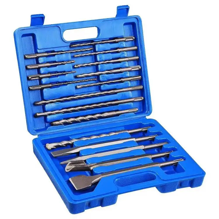 DZ 17 PCS SDS Plus Alloy High Speed Steel Drill Bit Set Chisels Carbide Tipped Hole Drill Bits for Masonry Concrete Wall Block