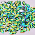 JUNAO 7*15mm AB Crystal Rhinestones With Hole 2000pcs Sewing Acrylic Stones Bulk Horse Eye Flatback Rhinestones for Dress