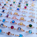Trendy Women Claw Set Zircon Mix Rings Random Diamond Crystal Size Geometric Alloy for Women Girls Mix Ring Wholesale Cheap
