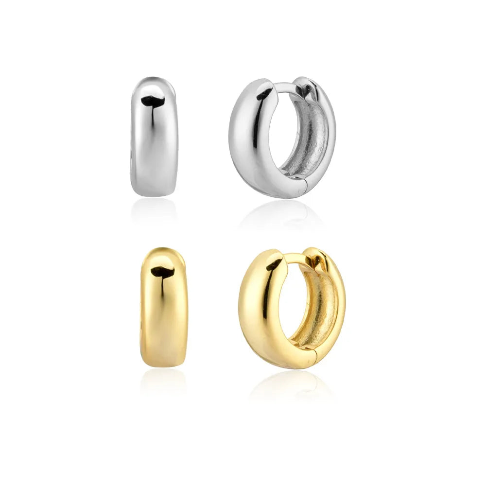 FUAMAY 2025 Small Thick Gold-Plated Hoop Earrings Fashionable Designer Jewelry Korean Daily Use Hoop Earring