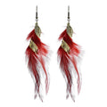2025 Popular Natural Feather Bohemian Style Women's Earrings Exaggerated Design