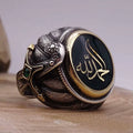GT Vintage Saudi Star Ring for Men Trendy Hand Jewelry with Gemstone Trendy Arabic Font Rings Mainly Made of Alloy