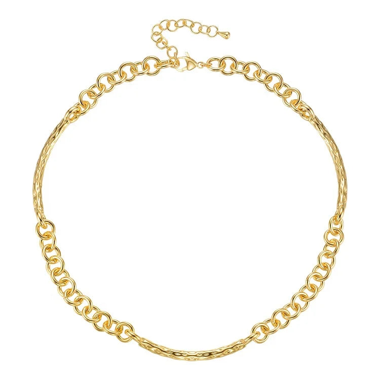 High Quality 18K Gold Plated Brass Jewelry Irregular Thick Chain Splicing Accessories HipHop Punk Necklaces P213252