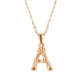 New Waterproof  Stainless Steel  PVD Gold Plated English Letter Bamboo Style Initial Necklace Women