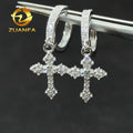 Shining Cross Hoop Earrings for Men and Women Iced Out Sterling Silver Moissanite Hiphop Earrings