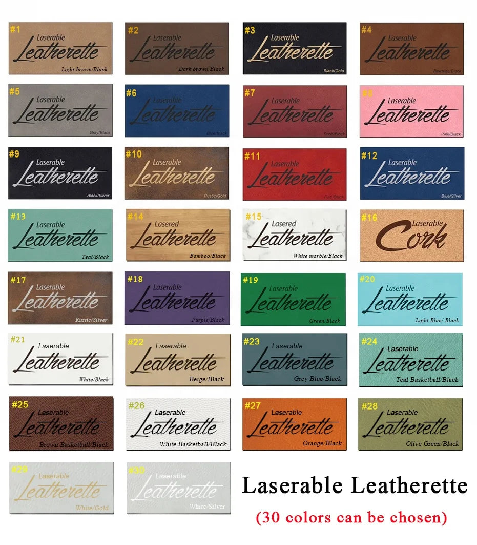 New 39 Color 12*24'' Engravable Hat Patches Leatherette Sheets Self Adhesive Blanks Laserable Leatherette Sheet With Adhesive