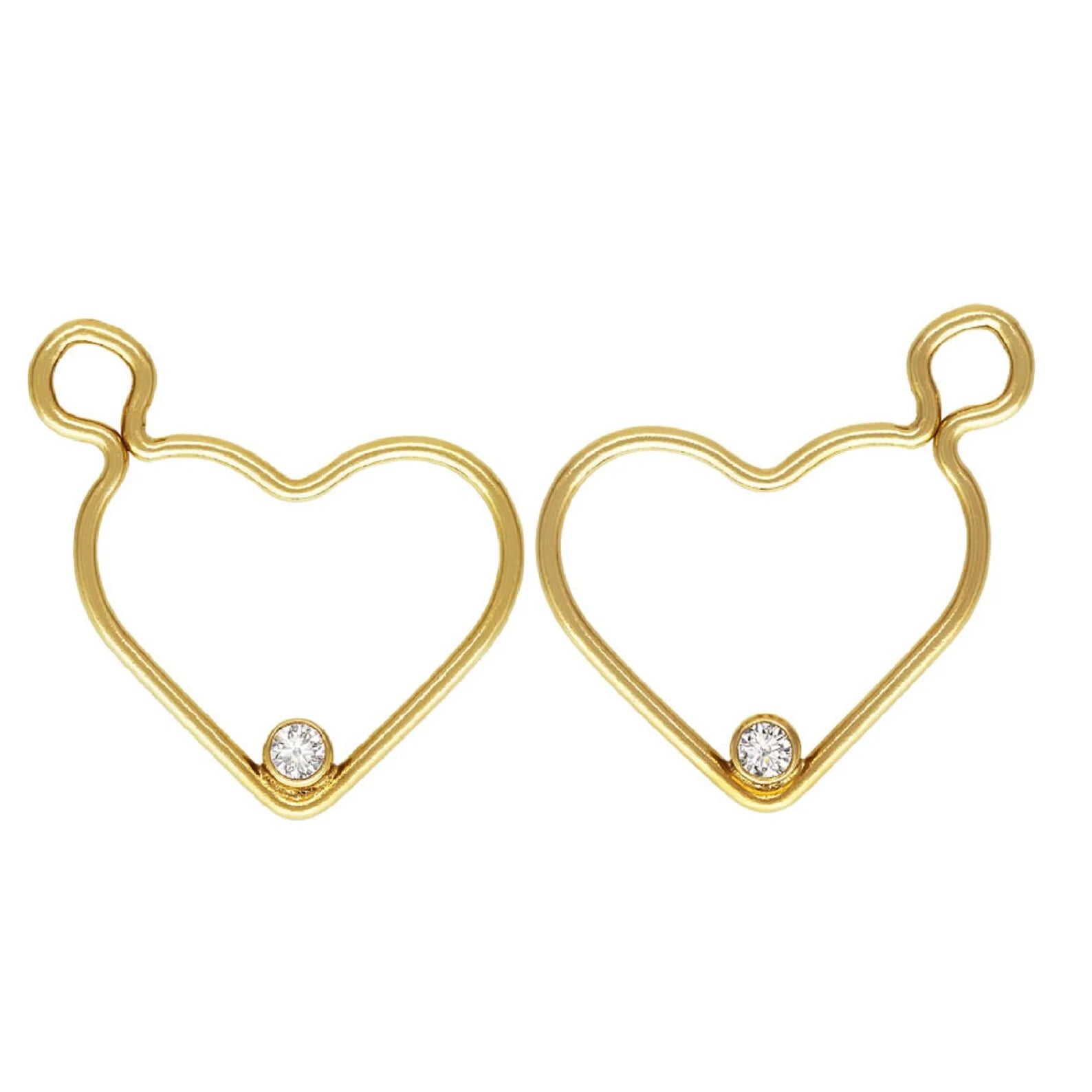 GP US 15.5mm Right Left Heart Charm Bezel Zirconia Pendant 14K Gold Filled for Permanent Jewelry Chains Supplier Heart Charms