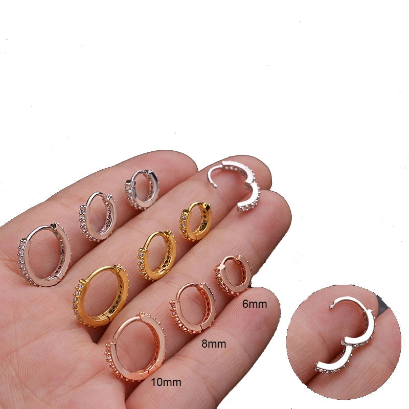 Small Size Cubic Zirconia Huggie Hoop Earrings Cartilage Piercing Earrings Ear Cuff Tiny Gold Hoop Earrings