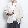 M-5XL Chinese Style New Summer Solid Cardigan Shirt Vintage 3/4 Sleeve Shirt Loose Large Vacation Top