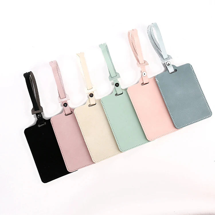 2 Pack PU Leather Travel Luggage Tag With Hollow Window