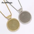 PP02  Brass Cubic Zircon Photo Pendants Necklace Men's Hip Hop Necklace BlingJewelry