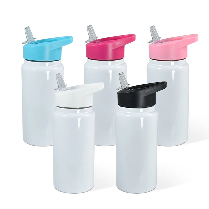 Insulated Water Bottle Stainless Steel Sublimation Sippy Cup 14oz Insulated Kids Sport with Colored Lids Drinking Bottle Tumbler