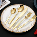 Wholesale Eco-Friendly Reusable Stainless Steel Cutlery Set Thicken Handle Gold Flatware Including Fork Knife for Wedding