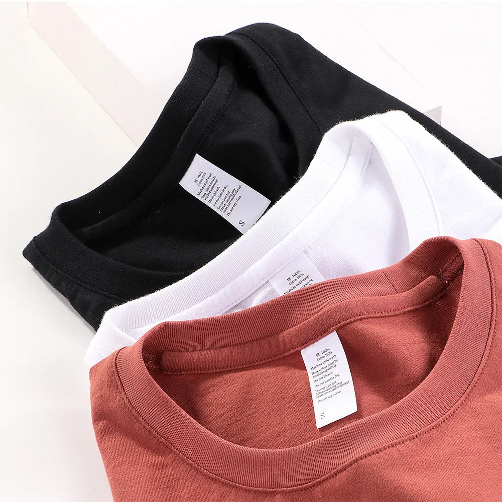 PRINTFUN Premium 160gsm Cotton O-Neck T-Shirt Short Sleeve Casual Blank T-Shirt Custom Embroidery Label Solid Pattern Knitted