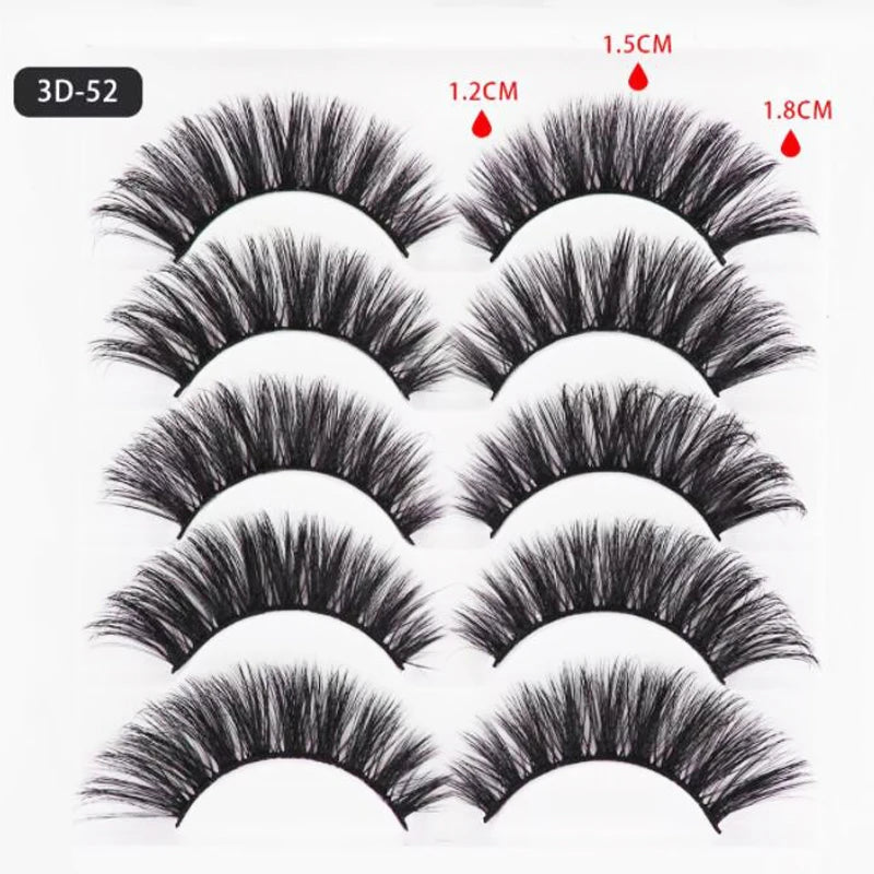 Hot-selling 3D46-3D55 5 Pair 3D Mink False Eyelashes Wispy Cross Long Thick Soft Mink EyeLashes