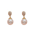 SP Elegant Fashion S925 Silver Needle Zircon Water Drop Gold Pearl Stud Earrings