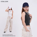 Support Custom Cropped Tank Top Women's High Waist Slim Inside T-shirt Women's Elastic Short Sleeveless Bottom Shirt Girl
