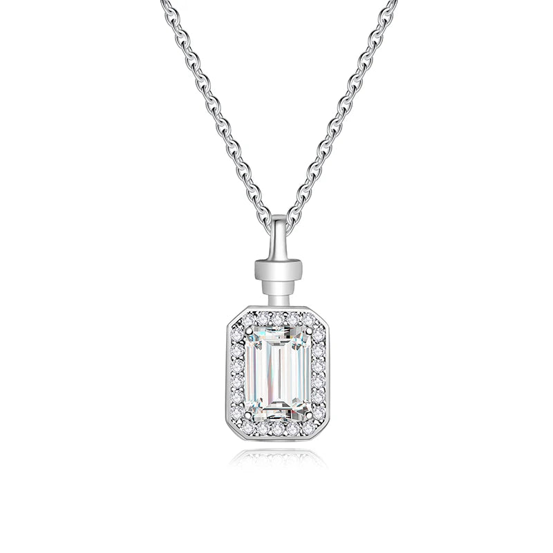 925 Sterling Silver Link Chain Trendy Moissanite Diamond Pendant Necklace Perfume Bottle Shape for Wedding Parties