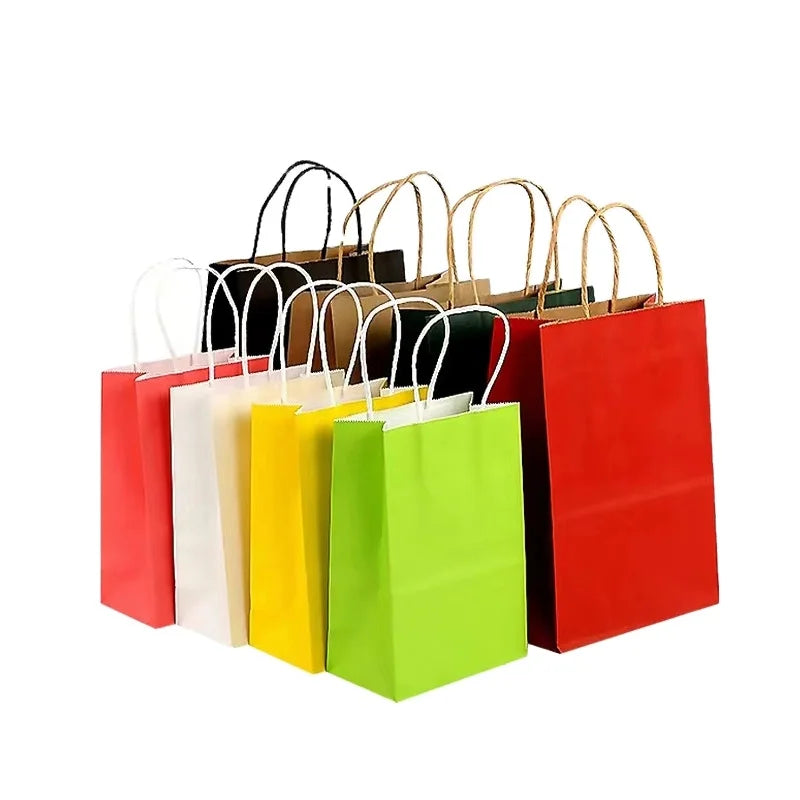 Hot Sale Custom Logo Kraft Paper Gift Bags with Handmade Webbing Handle Digital Printing Feature