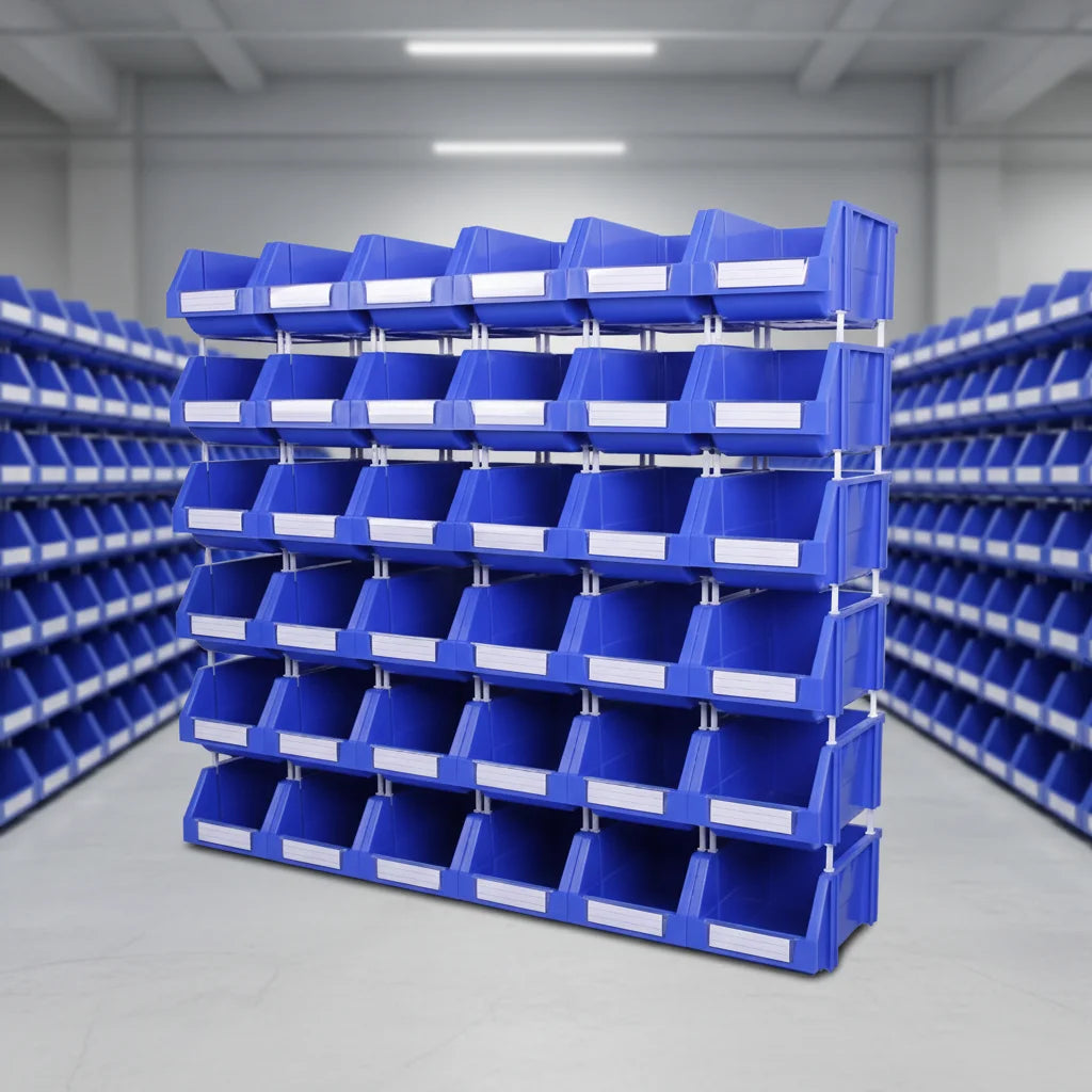 Heavy Load Capacity PP Plastic Storage Bin Injection Technics Stackable Office Organizer for Small Parts Storage