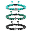Fashion Jewelry Hand Woven Rope Bracelets Turquoise Cross Men's Sports Beaded Bracelet