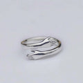 Personality Unique Silver Plated Anniversary Couple Gifts Adjustable Embrace Finger Hug Ring for Women