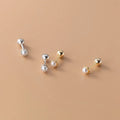 Real 925 Sterling Silver Freshwater Pearl Screw Stud Earring for Women Wedding Party Mini Minimalist Jewelry