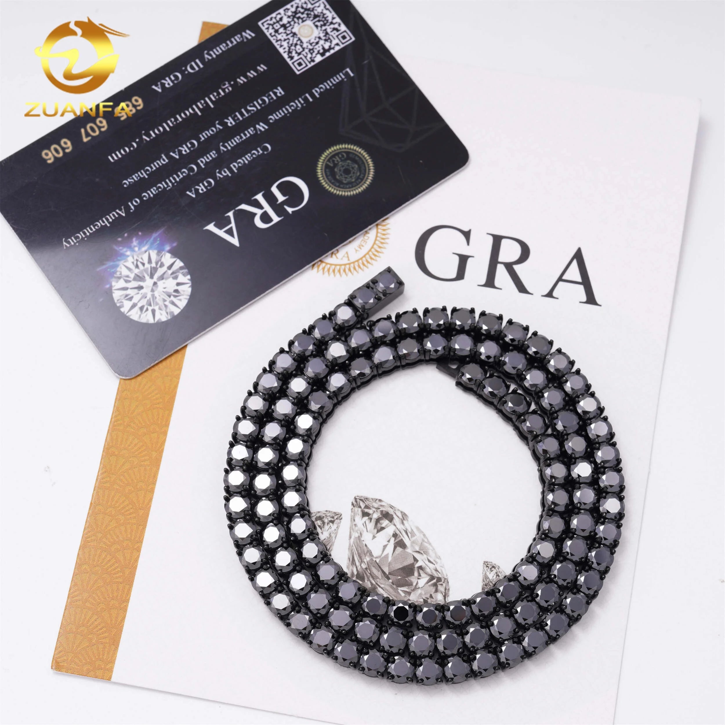 Ready to Ship Tennis Bracelet  Lab Diamond No Tarnish Stainless Steel 316L Vvs Black Moissanite Tennis Chain
