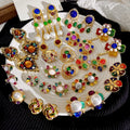 Kaimei Fashion Jewelry Exaggerated Colorful Gemstone Earrings with Retro Vintage Contrast Color Flower Vintage Baroque Earrings