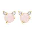 OL0963 Abiding Jewelry New Product Animal Head Shape Sterling Silver 5mm Pink Gemstone Milky Blue Moonstone Stud Earrings