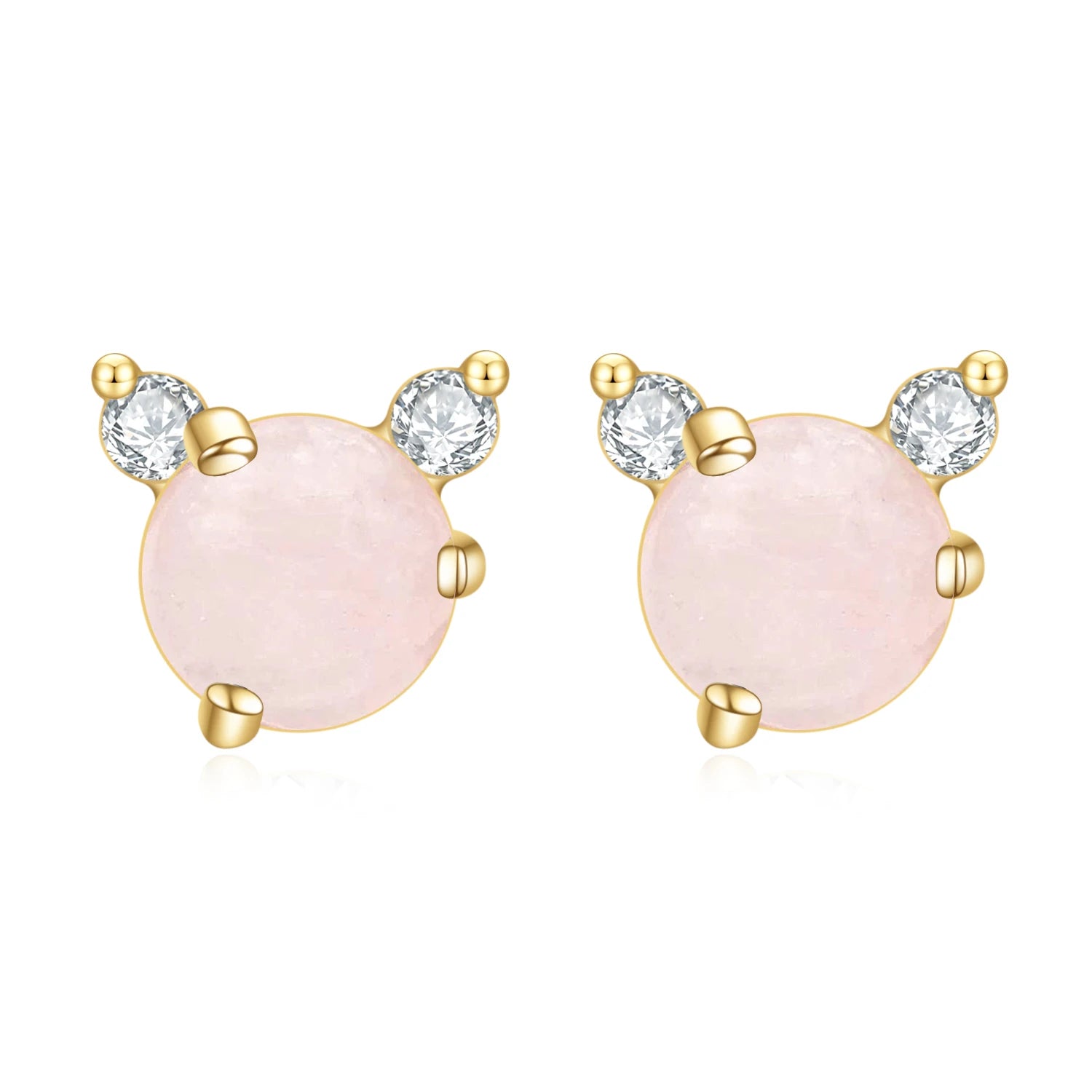 OL0963 Abiding Jewelry New Product Animal Head Shape Sterling Silver 5mm Pink Gemstone Milky Blue Moonstone Stud Earrings