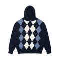 New Fashion Knitted Hoodie Argyle Contrast Color Custom Knitwear Mens Pullovers Plaid Jumpers Hoodie Sweater